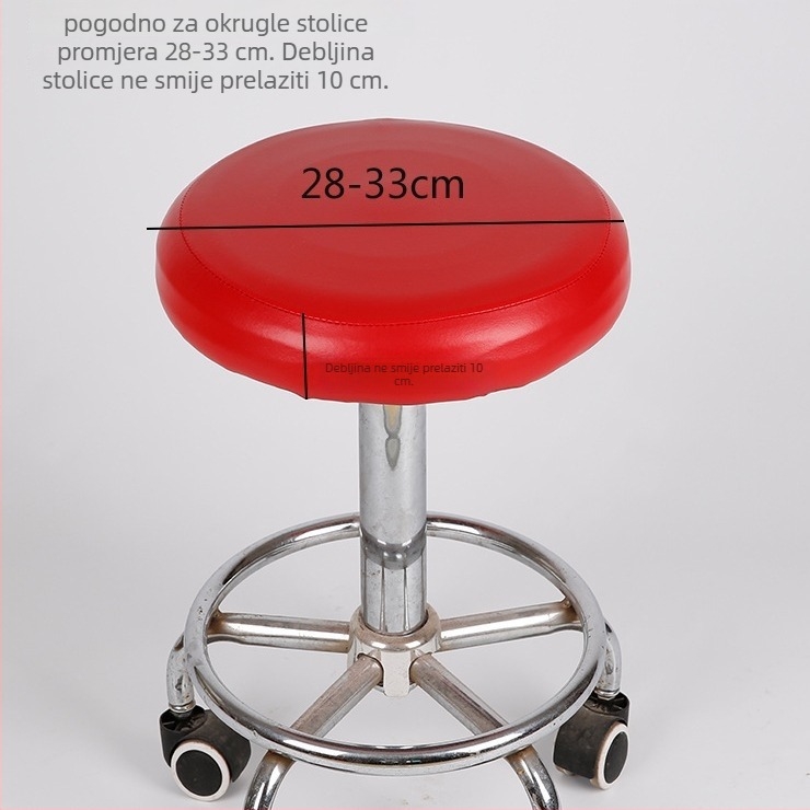 Elastična navlaka za taburet od PU kože, vodootporna, kružnog oblika, jednofazni montažni dizajn, pogodna za bar i kozmetički salon