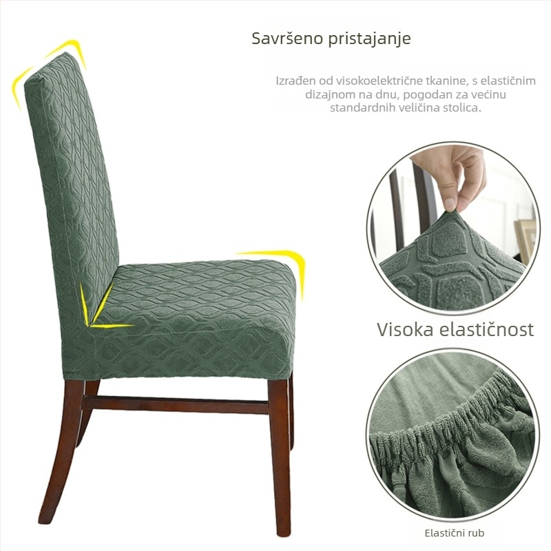 Vodootporan žakard presvlaka za stolicu, standardne veličine, otporna na prašinu i habanje, moderni minimalistički stil, s cvjetnim ili jednobojnim uzorkom, za dom, blagovaonicu i hotelske stolice