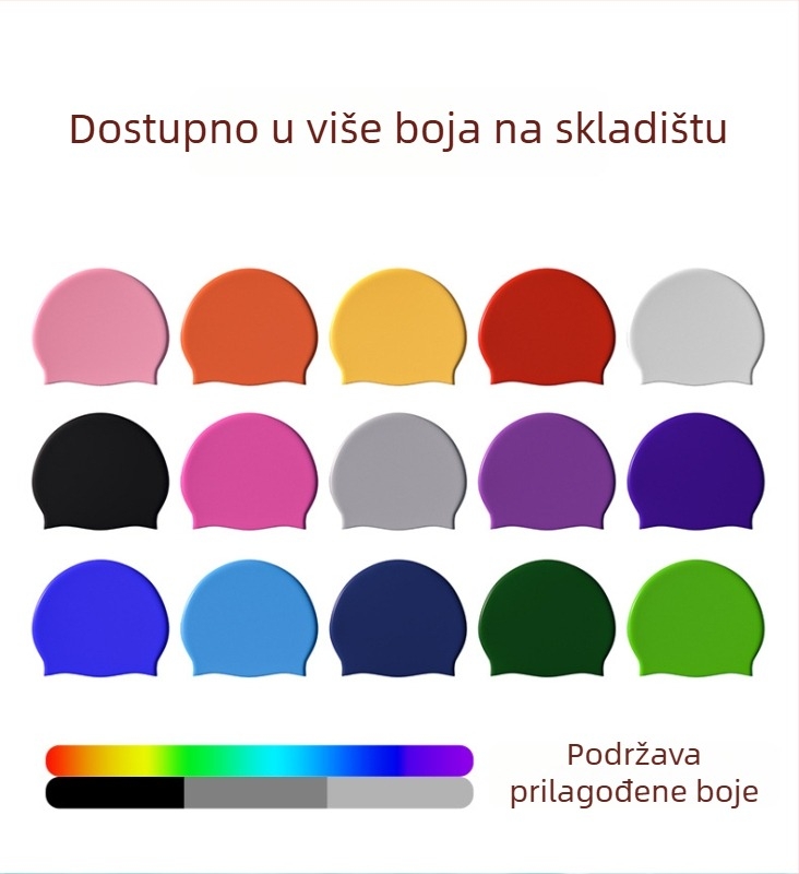 Odrasla silikonska kapa za plivanje, pogodna za plivanje i vodene aktivnosti