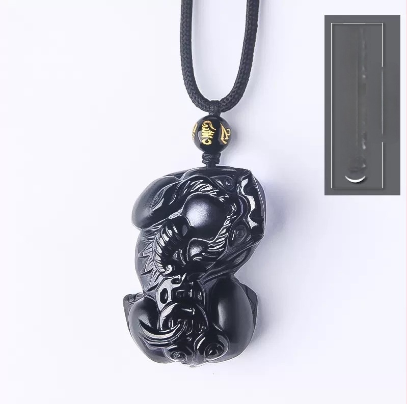 Ogrlica od obsidijana s privjeskom životinjsko/zodijakalnog dizajna, Seiko završna obrada, novi kineski stil