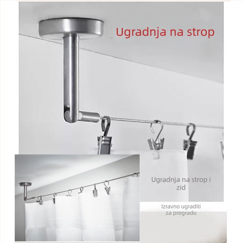 No-Drill Indoor Curtain Wire Rope, Curtain Track Cord, Balcony Clothesline, Customizable