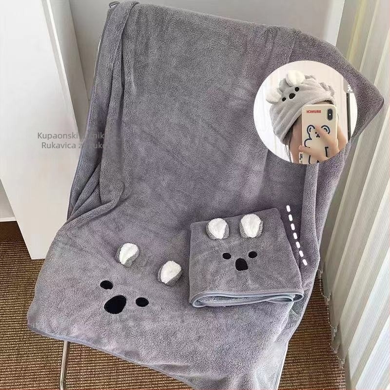 Koala crtani kupaonski ručnik, koralni pliš, apsorbirajući za odrasle, ravno tkanje, 120–140 g/m², pređa 14