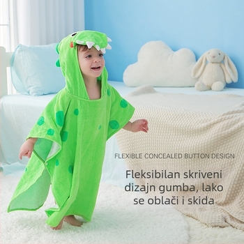 Dječji kapuljačasti ručnik za kupanje od 100% pamuka, 300–400 g, prilagodljiv, Velvet završnica
