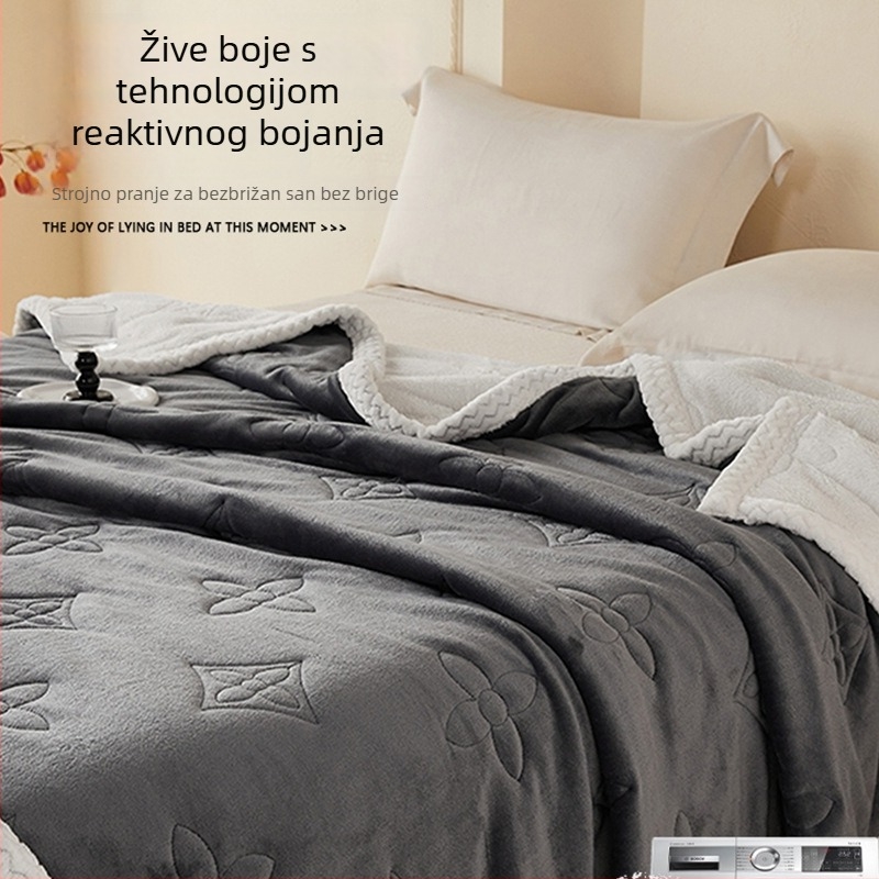 Milk pliš deka, trostruko slojevita, za kauč i ured, poliester, sve sezone, minimalistički stil