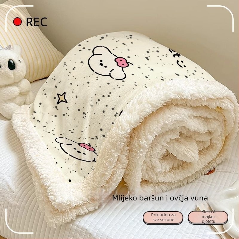 Plišano pokrivalo, dvostruko sloj, uzor pruge i crtani, za sve sezone