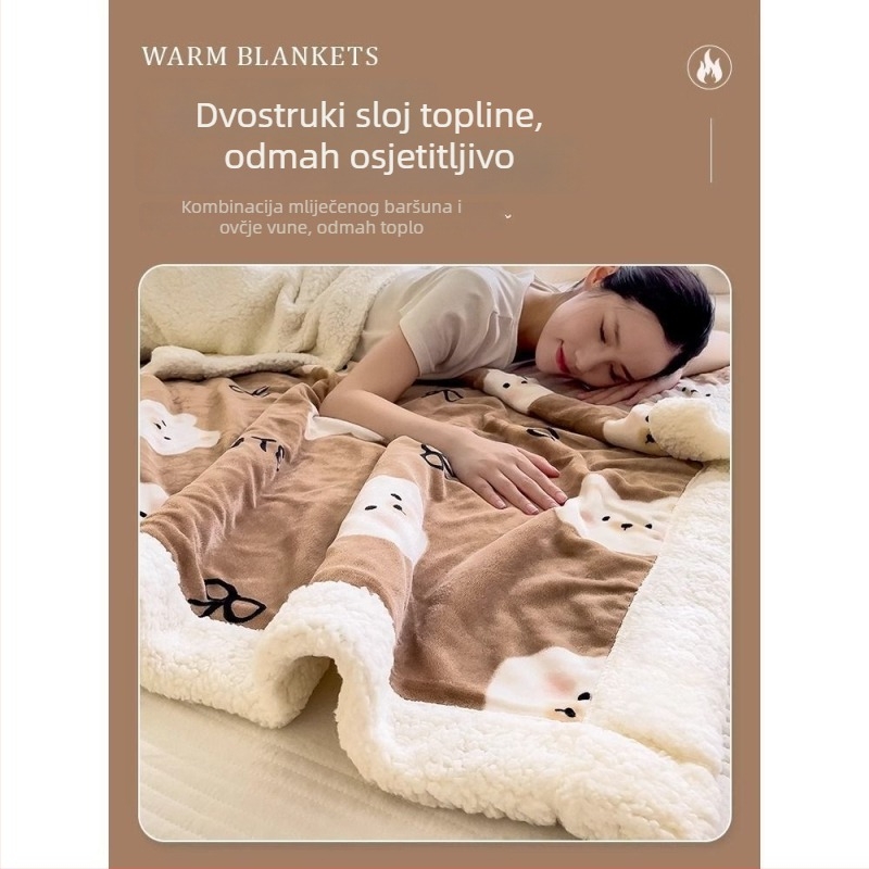 Plišano pokrivalo, dvostruko sloj, uzor pruge i crtani, za sve sezone