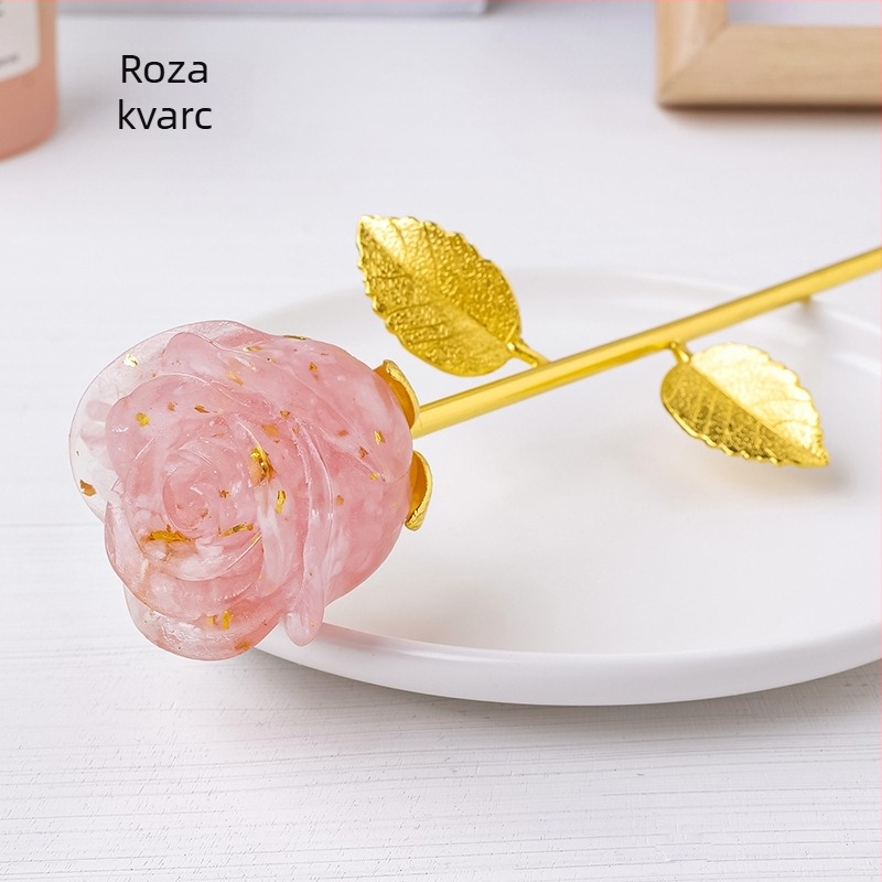 Kristalna ruža – Geometrijski ukras, ručni rad, moderan minimalistički stil (Materijal: kristal; Stil: moderni minimalistički; Kategorija: geometrijski oblik; Tehnika: ručni rad; Pakiranje: poklon kutija)