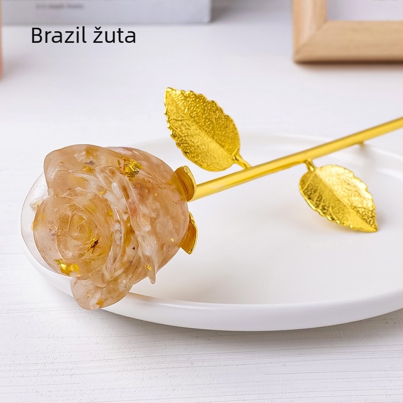 Kristalna ruža – Geometrijski ukras, ručni rad, moderan minimalistički stil (Materijal: kristal; Stil: moderni minimalistički; Kategorija: geometrijski oblik; Tehnika: ručni rad; Pakiranje: poklon kutija)