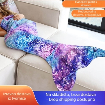Dječja vreća za spavanje s repom morske sirene, Mu yan, Farley velvet, flanel deka, 300–500 g, crtani stil