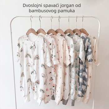 Dječji vreća za spavanje s podijeljenim nogama, dvostruko slojevita bambus-pamučna tkanina, prozračna i lagana, karikatura uzorak