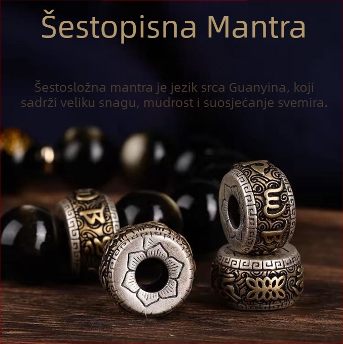 Xinghong prirodna obsidijan narukvica – unisex, polirani ručni nakit