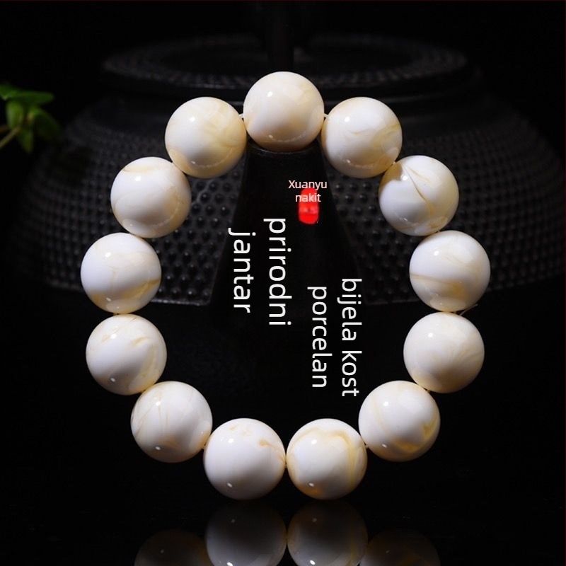 Unisex narukvica s 108 perli, jednostruka, od bone china i pčelinjeg voska, Zhengzhou