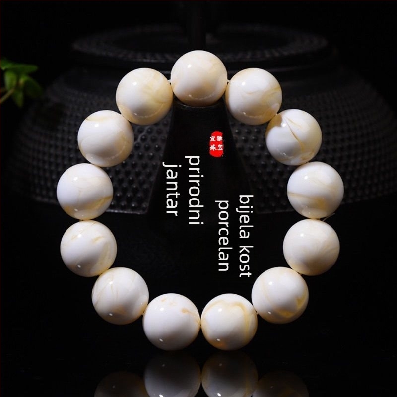 Unisex narukvica s 108 perli, jednostruka, od bone china i pčelinjeg voska, Zhengzhou