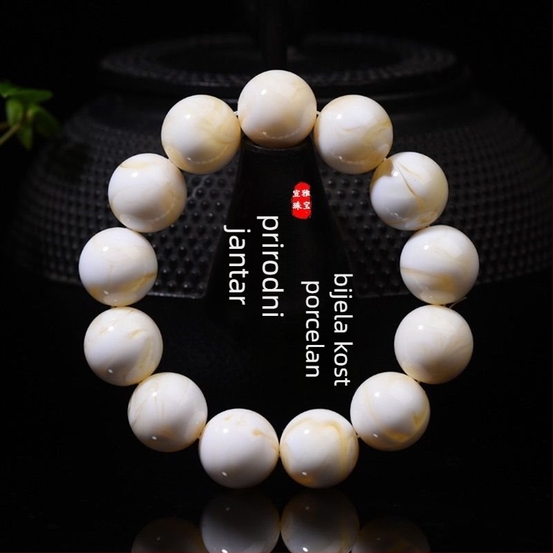 Unisex narukvica s 108 perli, jednostruka, od bone china i pčelinjeg voska, Zhengzhou