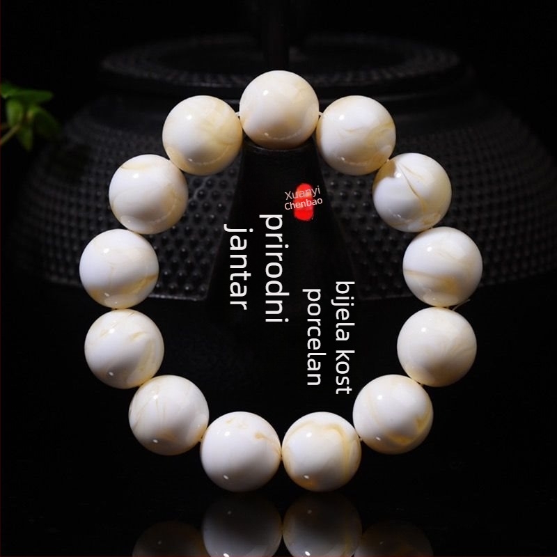 Unisex narukvica s 108 perli, jednostruka, od bone china i pčelinjeg voska, Zhengzhou