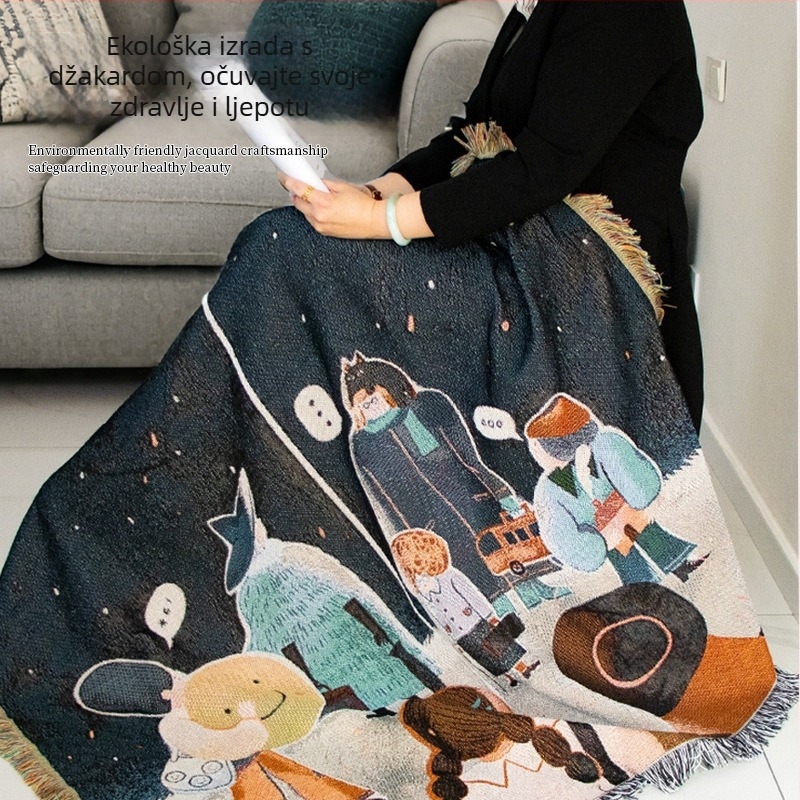 Gobelin – Boemska stil pozadina za božićnu zabavu, prilagodljiva zidna dekoracija, pravokutnog oblika, mješavina poliestera i pamuka (81–90% poliester, 19% pamuka), crtani uzorak, tkan strojno