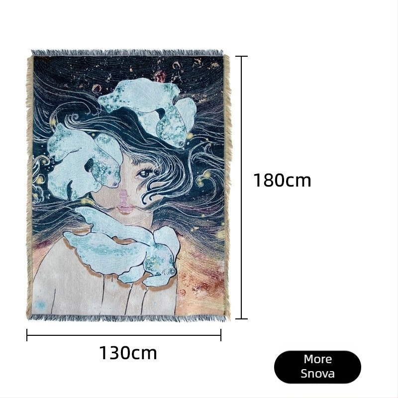 Gobelin – Boemska stil pozadina za božićnu zabavu, prilagodljiva zidna dekoracija, pravokutnog oblika, mješavina poliestera i pamuka (81–90% poliester, 19% pamuka), crtani uzorak, tkan strojno