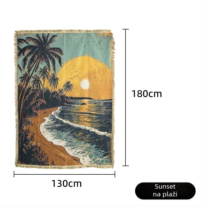 Gobelin – Boemska stil pozadina za božićnu zabavu, prilagodljiva zidna dekoracija, pravokutnog oblika, mješavina poliestera i pamuka (81–90% poliester, 19% pamuka), crtani uzorak, tkan strojno