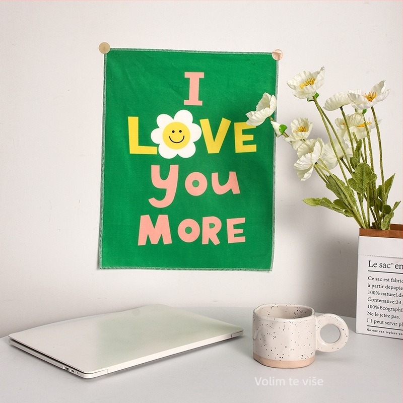 Korejskog stila poliesterska tapiserija s crtanim medvjedom – pravokutni zidni ukras za dnevni boravak, spavaću sobu ili studij