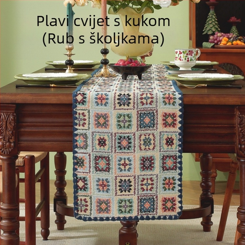 Set dekorativnih navlaka za stol i ormarić u dnevnom boravku u mediteranskom stilu – poliester s izgledom pamuka i lana