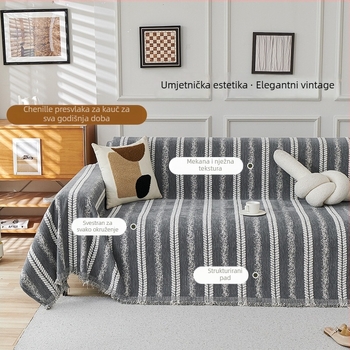 Moderna minimalistička Chenille Jacquard navlaka za trosjedni kauč – sve sezone, potpuno prekrivanje