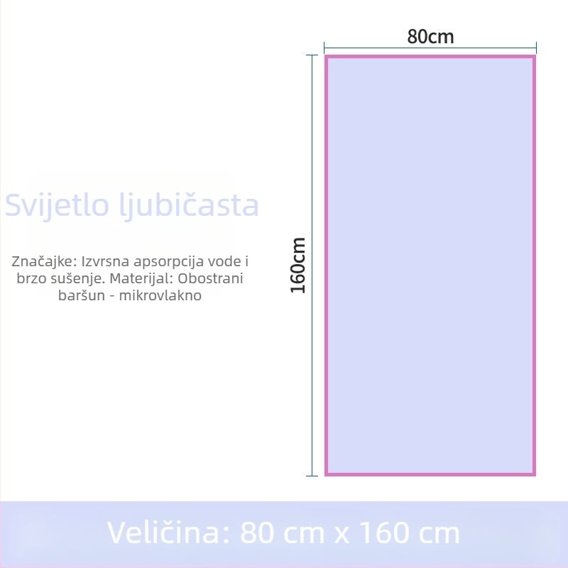 Jednobojni dvostrani velur plažni ručnik, kompaktan i prenosan, visoko upijajući i brzo sušeći, ručnik za kupanje i fitness, prilagodljiv