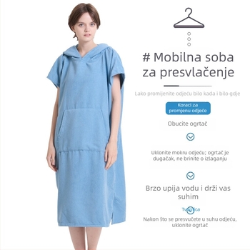 Mikrovlakana dvostrano fleece pončo, brzo sušeći kupaći/plažni ogrtač, prilagodljivo, poliesterska smjesa