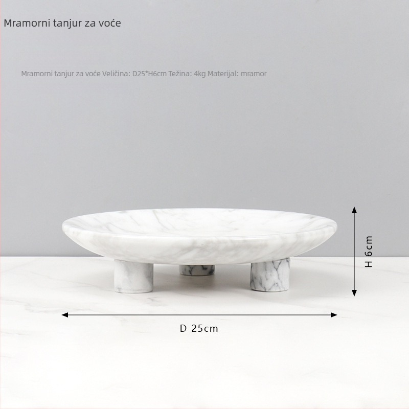 Europskog stila okrugli posuda za voće od prirodnog mramora, polirana površina, ručna izrada, kartonsko pakiranje, brend cramper