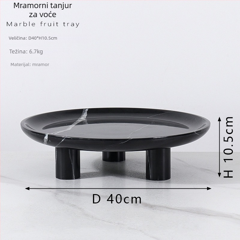 Europskog stila okrugli posuda za voće od prirodnog mramora, polirana površina, ručna izrada, kartonsko pakiranje, brend cramper