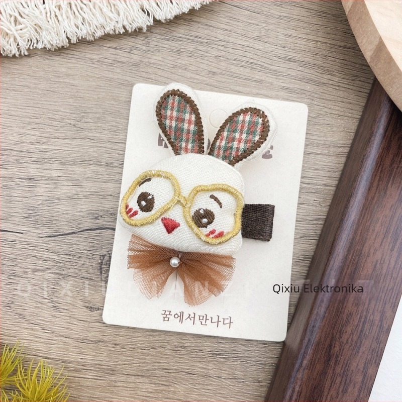 Set dodataka za kosu za djecu – ručno izrađene platnene trake za kosu s životinjskim uzorkom (pas i zec), šumski stil