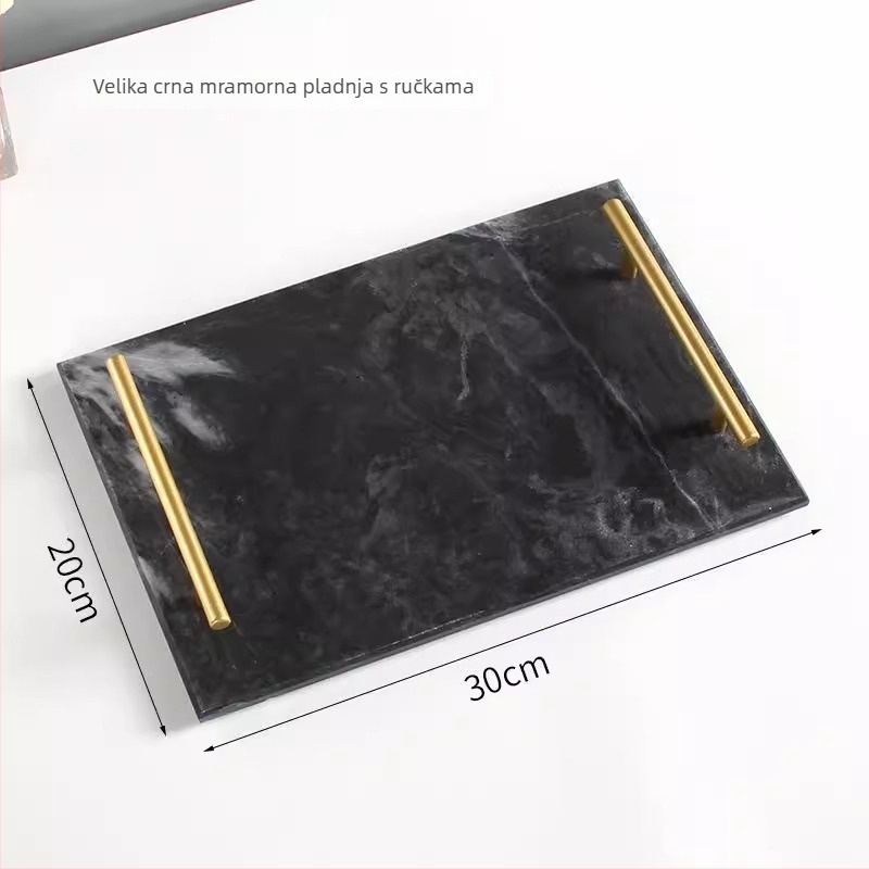 Nordic stil pladanj od smole s imitacijom mramora za nakit, deserte, kupaonsko skladištenje i aromaterapiju • Materijal: Smola • Marka: Yihong artworks • Šifra proizvoda: Marble tray • Površina: 3283093