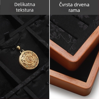 Drveni pladanj za nakit – masivno drvo, pravokutni oblik, ručna izrada, antički stil