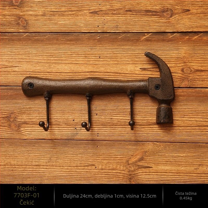 Zidna dekorativna figura u obliku čekića od lijevanog željeza, metalna dekoracija za dom