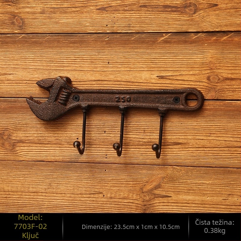 Zidna dekorativna figura u obliku čekića od lijevanog željeza, metalna dekoracija za dom