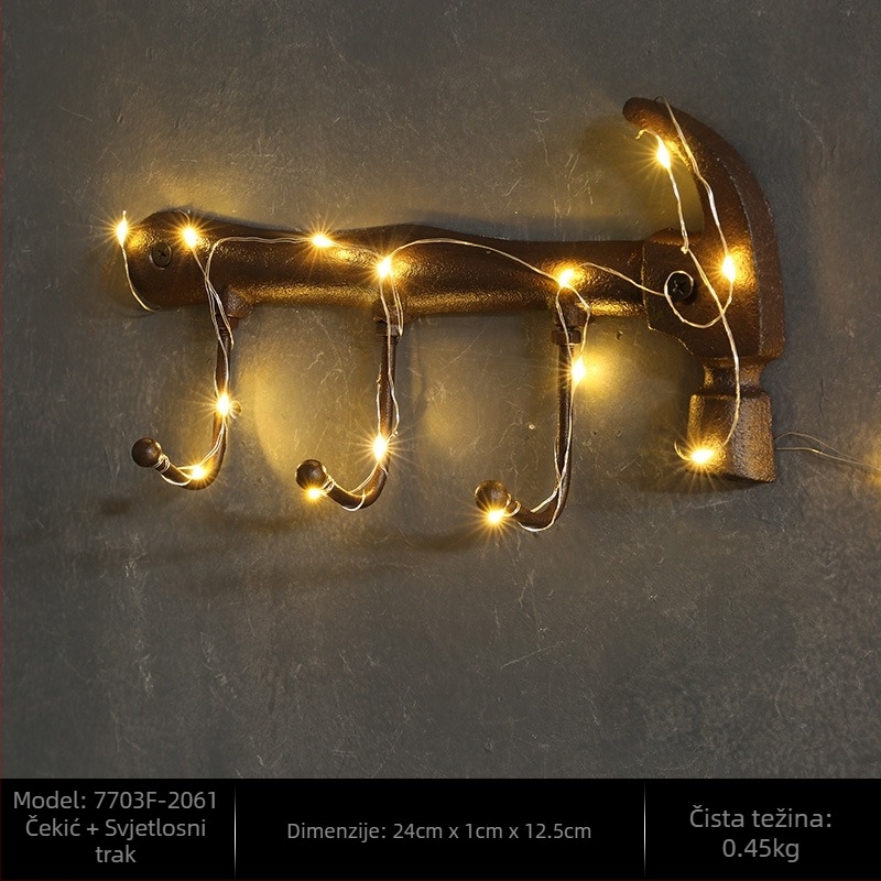 Zidna dekorativna figura u obliku čekića od lijevanog željeza, metalna dekoracija za dom