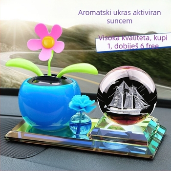 Unutarnja dekoracija automobila sa solarnim napajanjem i cvijetom s pomičnom glavom za aromaterapiju, metalna konstrukcija, pogodno za poslovne poklone