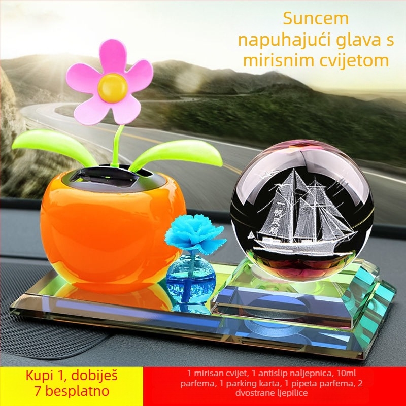 Unutarnja dekoracija automobila sa solarnim napajanjem i cvijetom s pomičnom glavom za aromaterapiju, metalna konstrukcija, pogodno za poslovne poklone