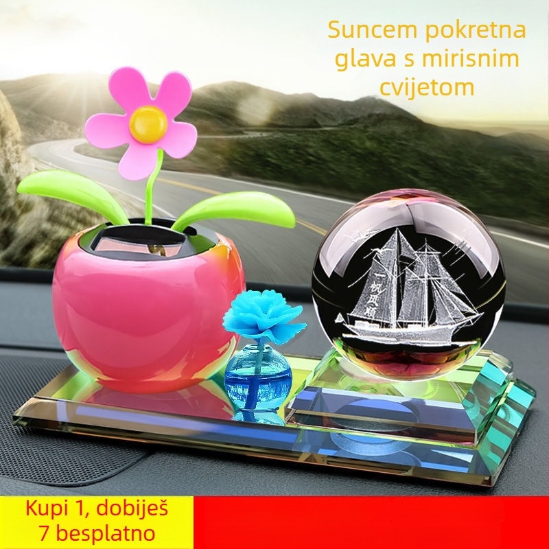 Unutarnja dekoracija automobila sa solarnim napajanjem i cvijetom s pomičnom glavom za aromaterapiju, metalna konstrukcija, pogodno za poslovne poklone