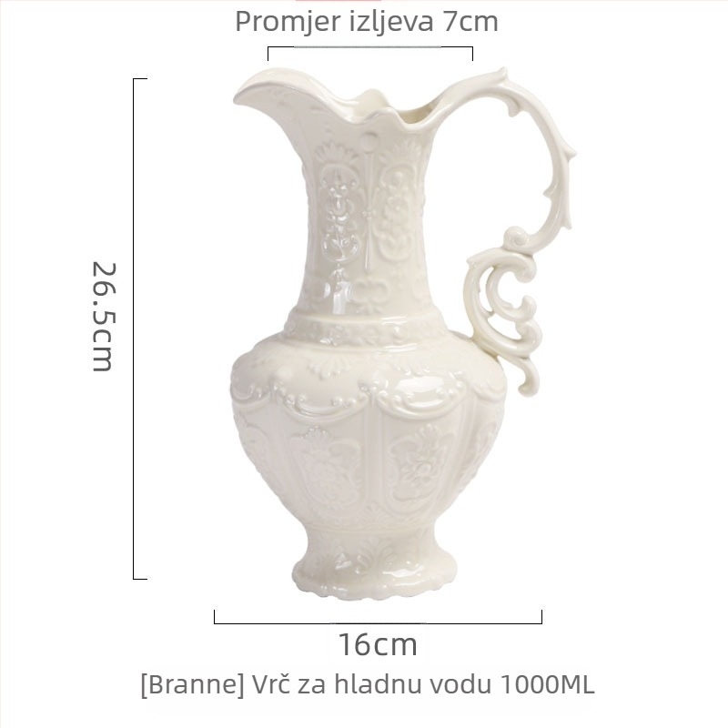 Set šalice za kavu i podmetača u francuskom vintage stilu krem boje s 3D reljefom, keramički čajnik za poslijepodnevni čaj, pogodan za kućnu uporabu