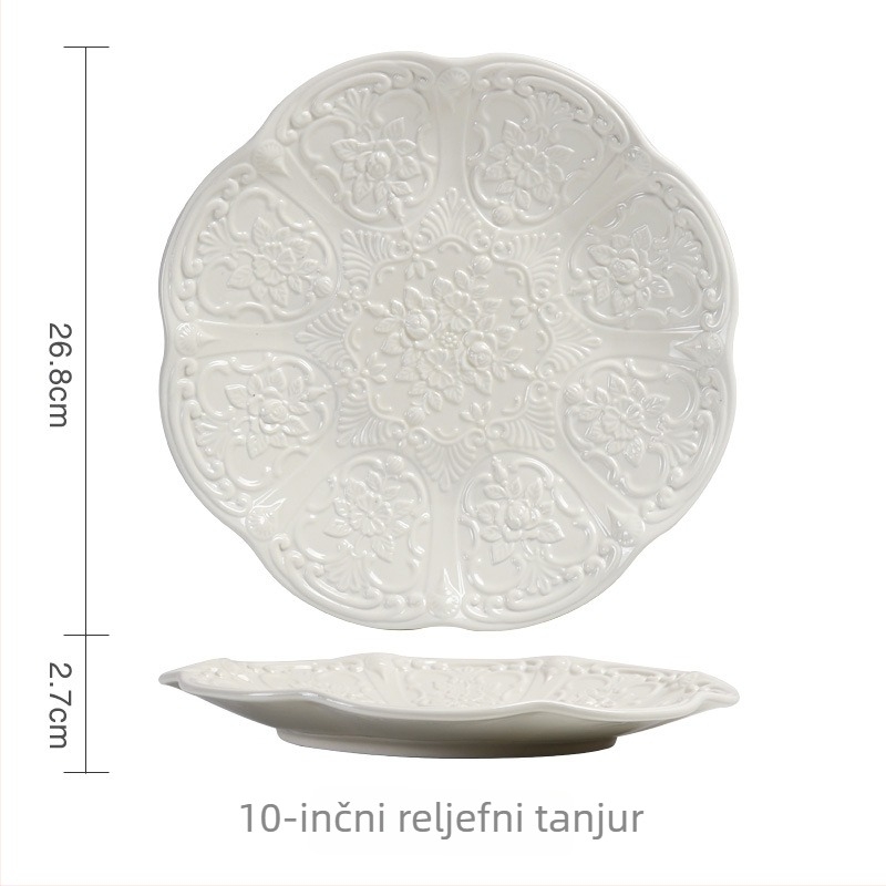 Set šalice za kavu i podmetača u francuskom vintage stilu krem boje s 3D reljefom, keramički čajnik za poslijepodnevni čaj, pogodan za kućnu uporabu