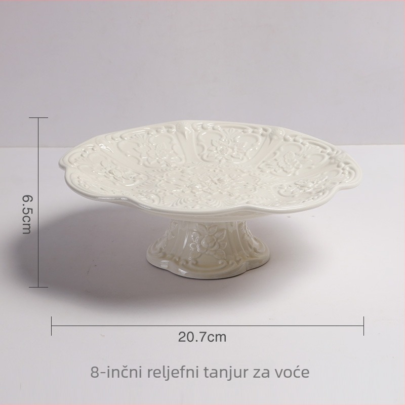 Set šalice za kavu i podmetača u francuskom vintage stilu krem boje s 3D reljefom, keramički čajnik za poslijepodnevni čaj, pogodan za kućnu uporabu