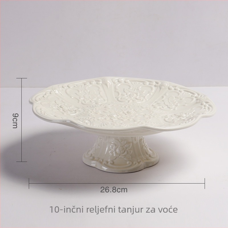 Set šalice za kavu i podmetača u francuskom vintage stilu krem boje s 3D reljefom, keramički čajnik za poslijepodnevni čaj, pogodan za kućnu uporabu