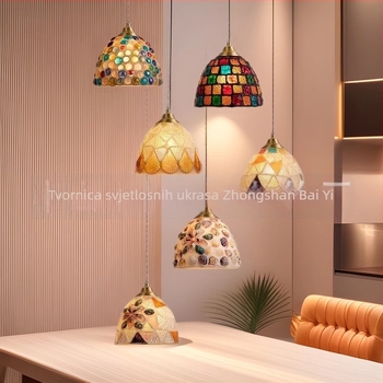 Stakleni luster, nordijskog stila, LED svjetlo, metalno tijelo, s jednom glavom, napon ≤36V, pogodan za 3–5 m².