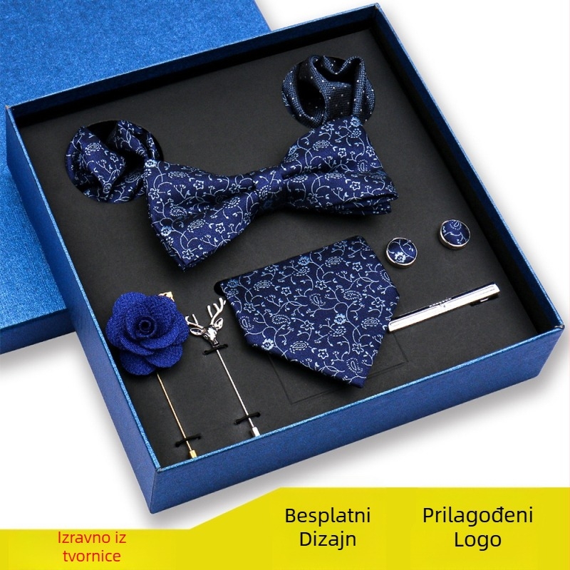8-djelni muški svečani set: kravata, leptir-mašnica, džepna marama, cvijet za rever; jacquard poliester; stil šipka; unisex.