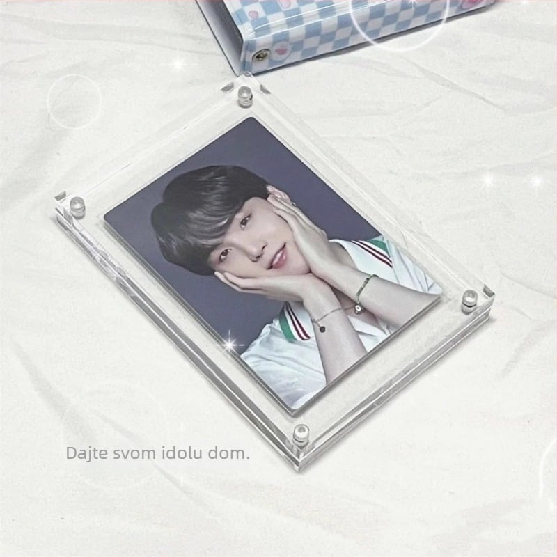 Proziran akrilni držač kartica i okvir za fotografije s magnetskim prikazom, DIY dvostrano skladištenje za Polaroide