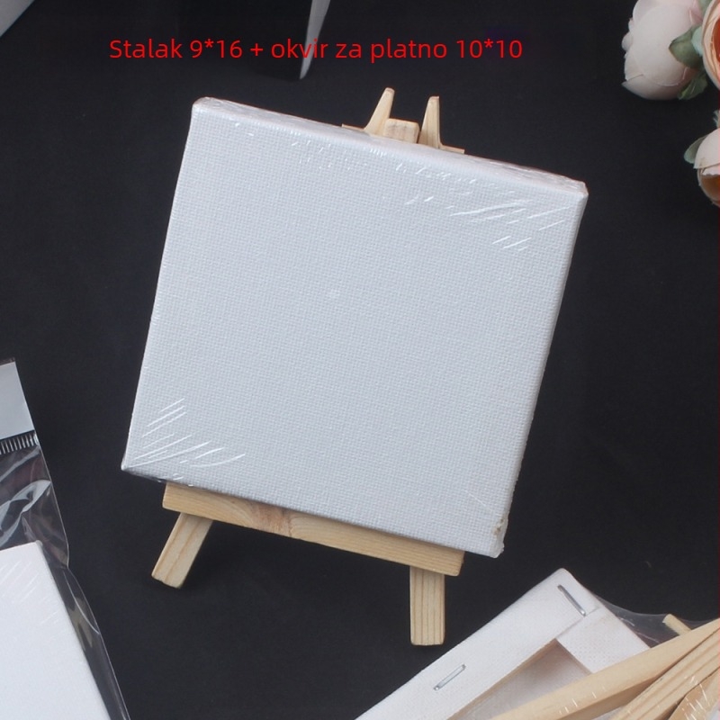 Drveni kvadratni mini okvir za slikanje sa stalkom – dječji set okvira za DIY akrilno slikanje