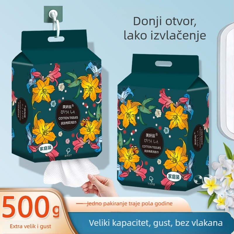Jednokratna povlačna maramica za čišćenje lica, dodatno debela, viskozni vlakno, običan način pletenja, za čišćenje i uklanjanje šminke