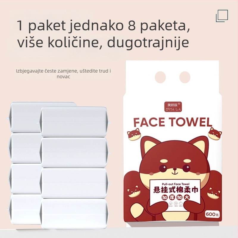 Jednokratna povlačna maramica za čišćenje lica, dodatno debela, viskozni vlakno, običan način pletenja, za čišćenje i uklanjanje šminke
