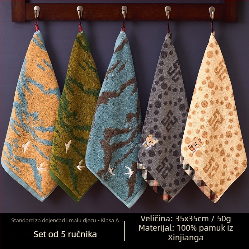 Airsl kvadratni ručnik za lice od pamuka, 30 g, kvadratni oblik, vezenje i jacquard
