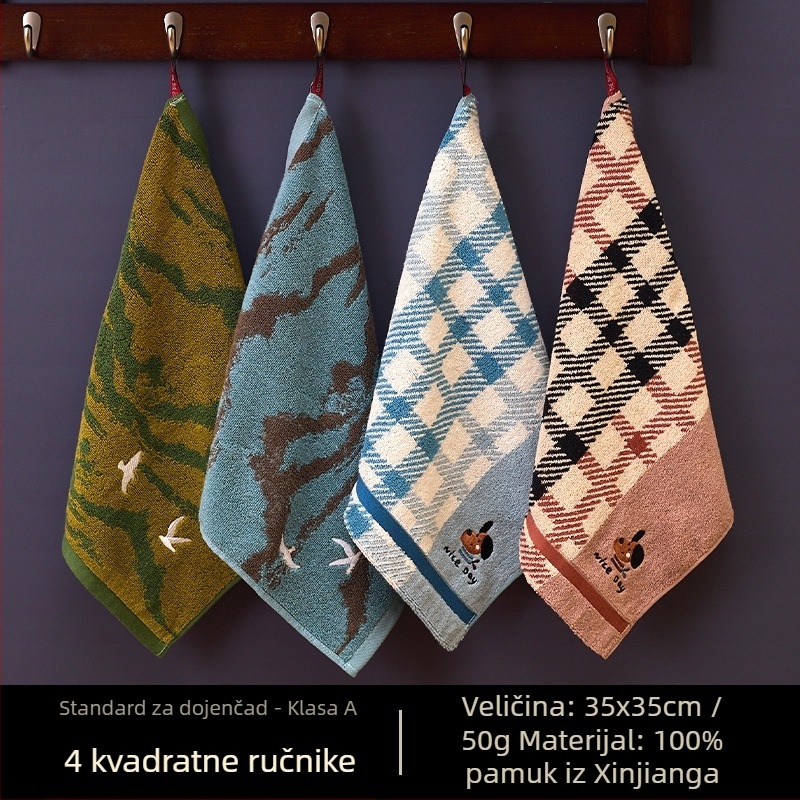 Airsl kvadratni ručnik za lice od pamuka, 30 g, kvadratni oblik, vezenje i jacquard